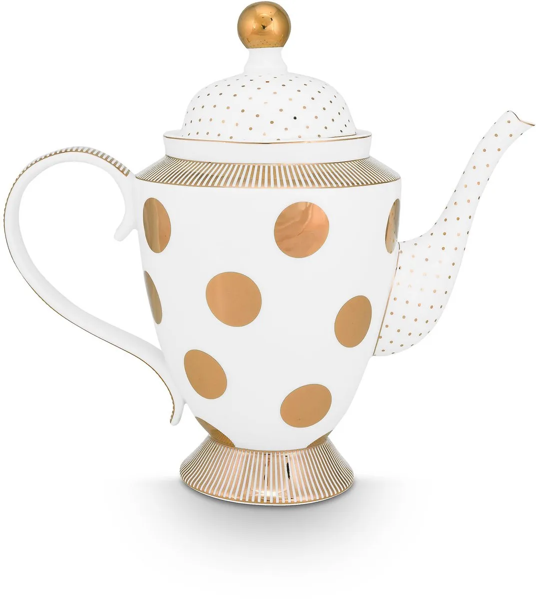 Pip Studio Theepot Dot Delight 1,25L - Wit/Goud