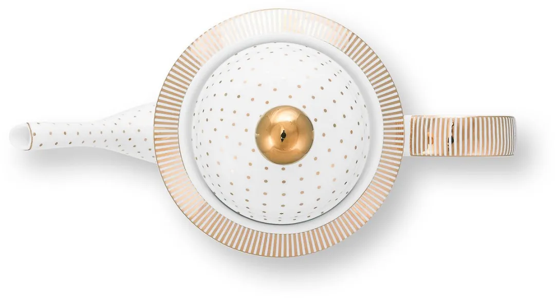 Pip Studio Theepot Dot Delight 1,25L - Wit/Goud