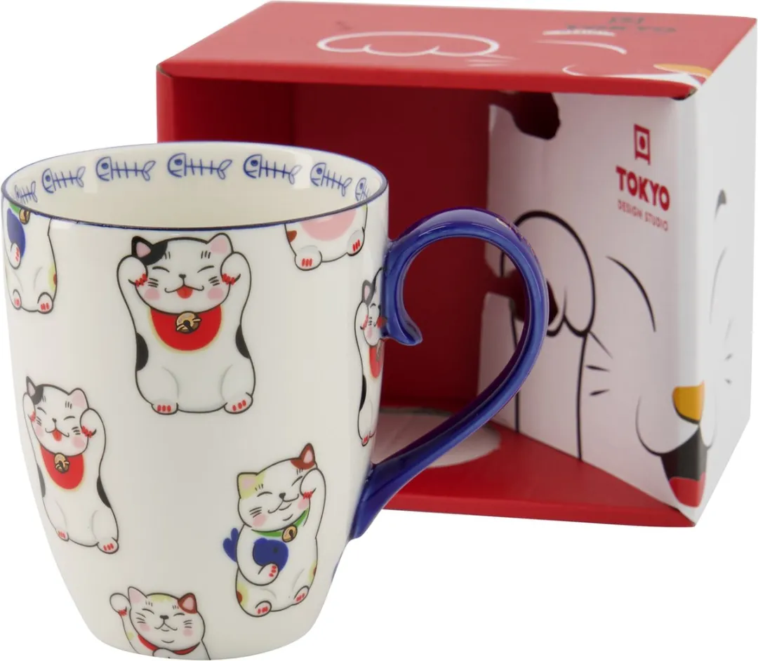Tokyo Design Studio Kawaii Gelukskat Mok 380ml