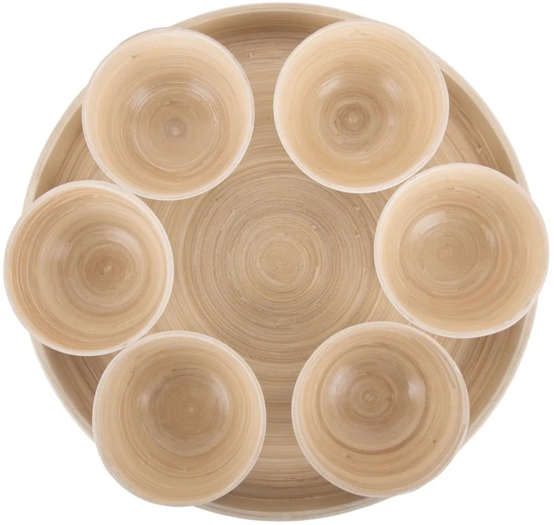 Present Time Puro Schaal Tray Rond - Groen 32x32cm - Bamboe