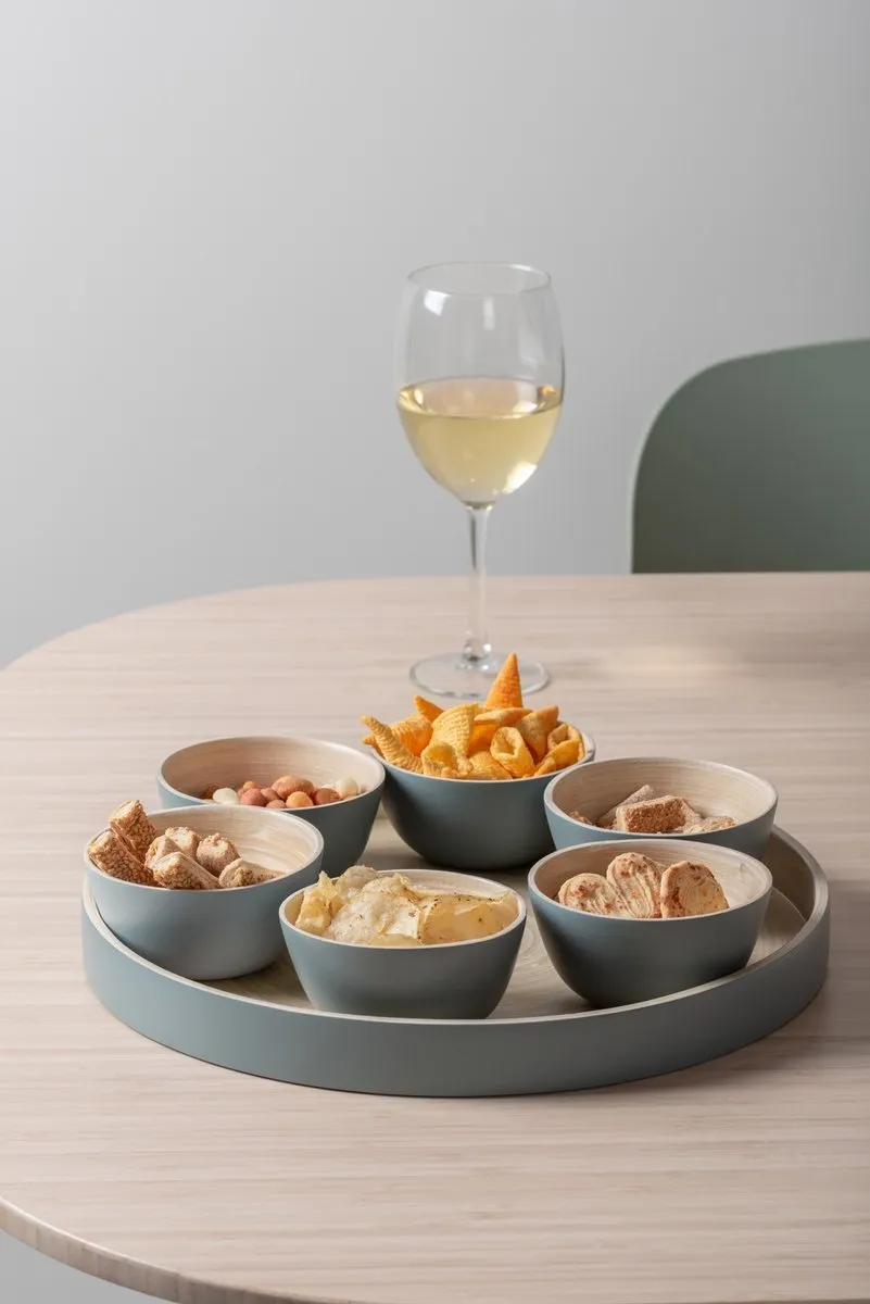 Present Time Puro Schaal Tray Rond - Groen 32x32cm - Bamboe