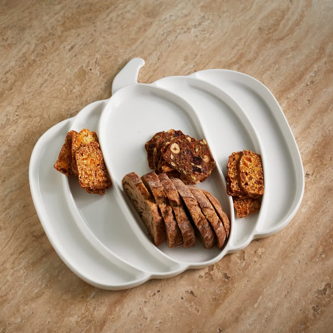 Riviera Maison Pumpkin Serveerbord 33,5x25cm - Porselein - Wit