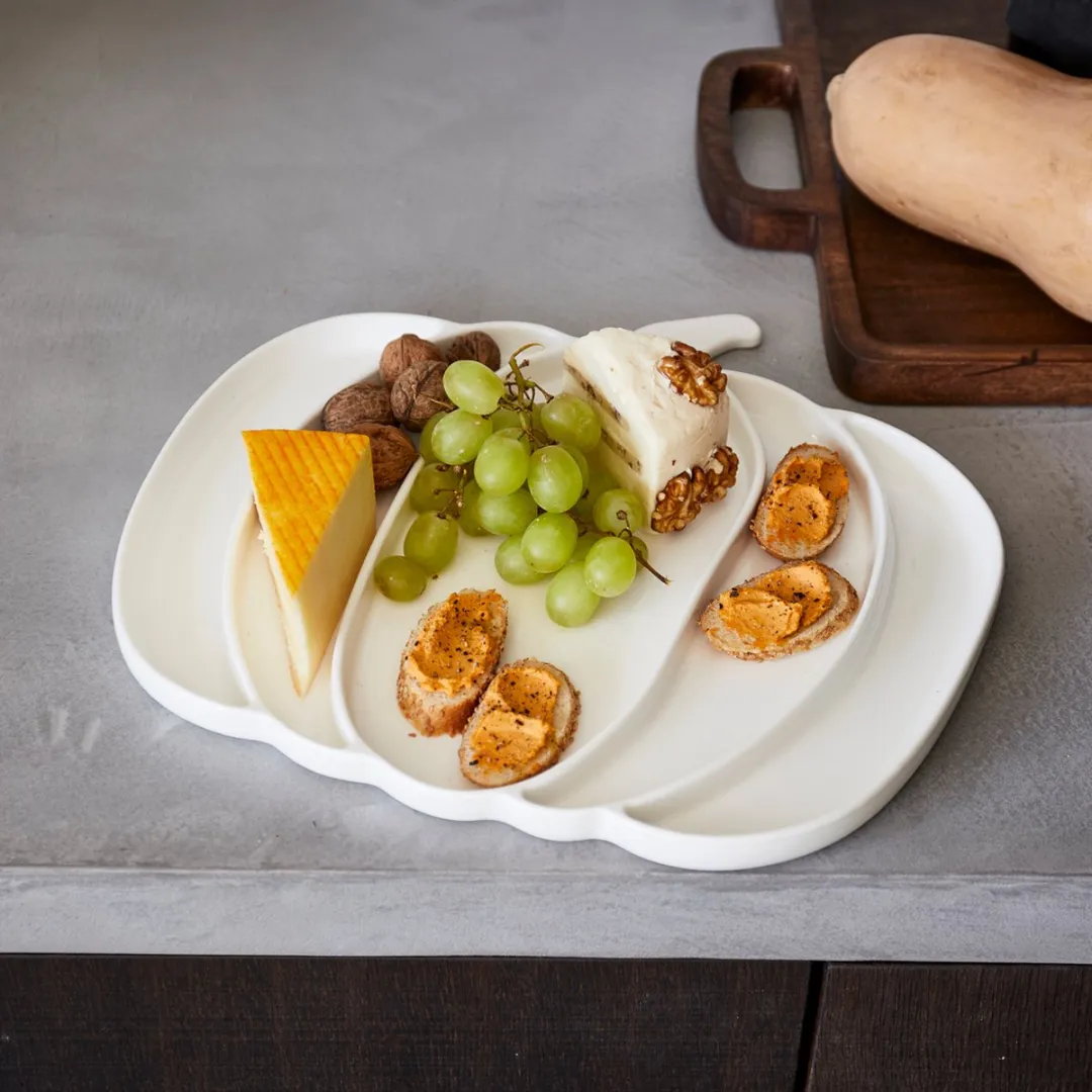 Riviera Maison Pumpkin Serveerbord 33,5x25cm - Porselein - Wit