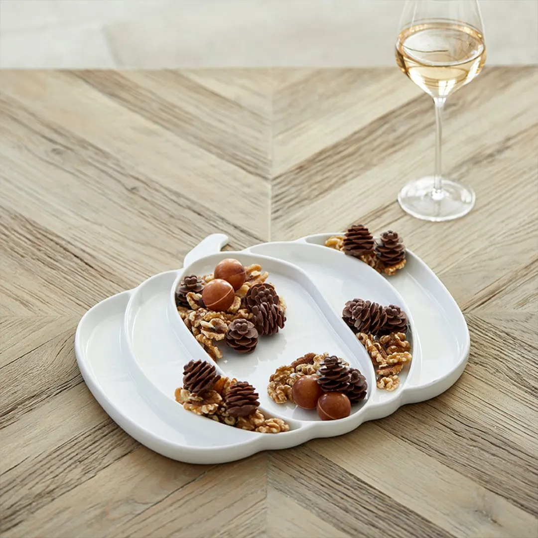 Riviera Maison Pumpkin Serveerbord 33,5x25cm - Porselein - Wit