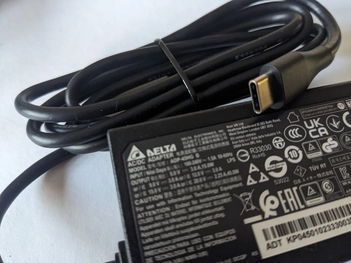 Acer ADP-45VE AC Adapter 45W USB-C - Zwart