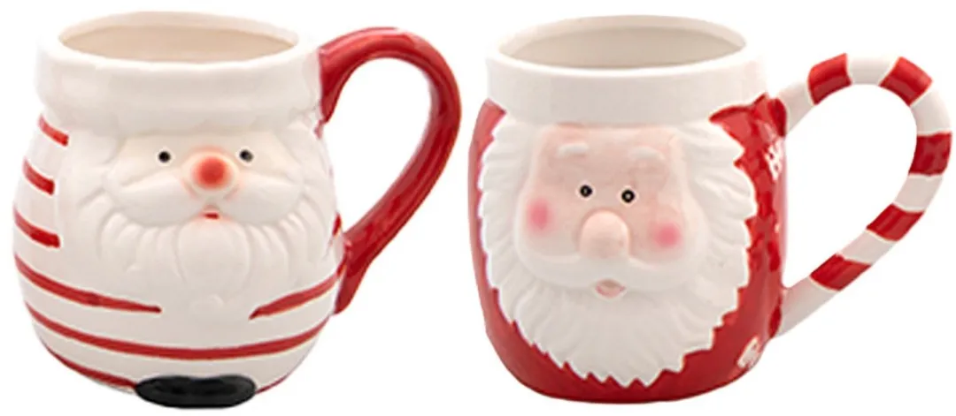 Svenska Living Kerstman Mok - Keramiek 400ml - Rood - 4 Stuks
