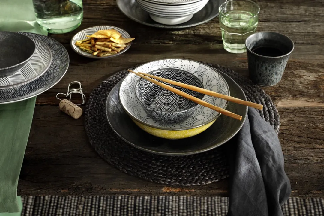 Tokyo Design Studio Mixed Bowls 13x7cm - 350ml - Blauw/Wit