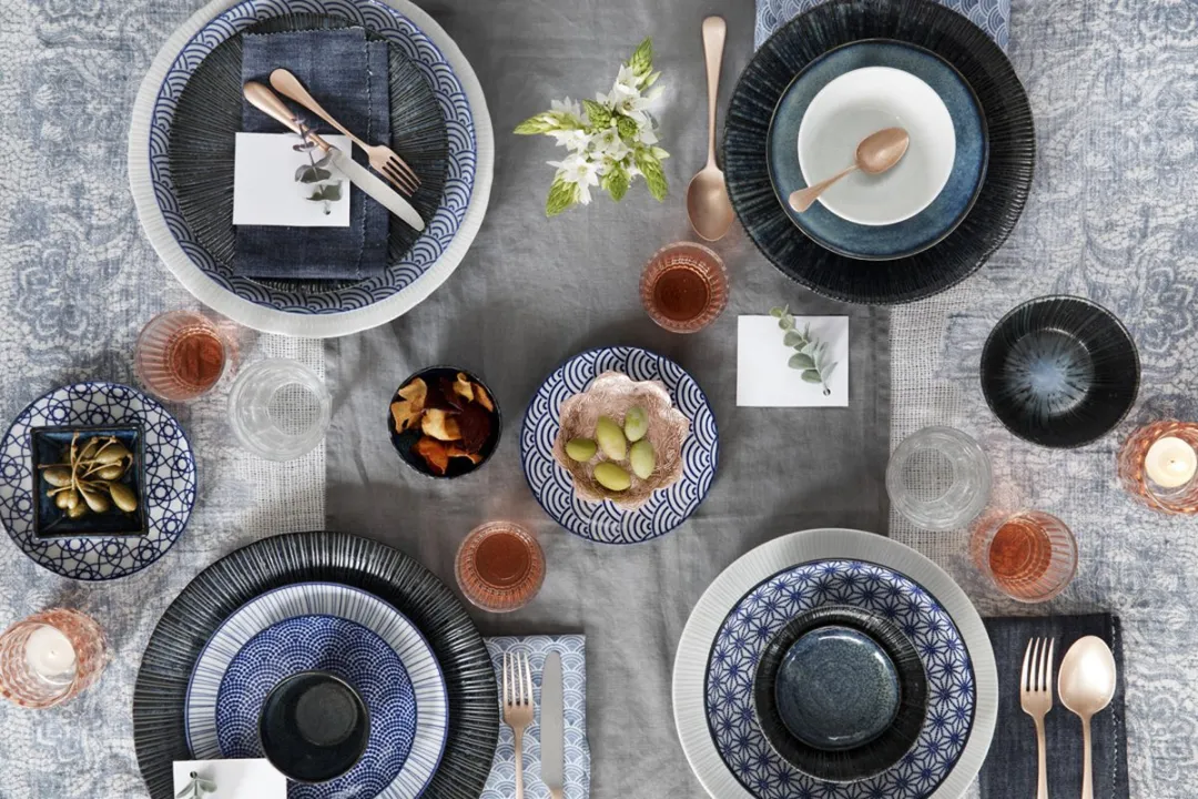 Tokyo Design Studio Mixed Bowls 13x7cm - 350ml - Blauw/Wit