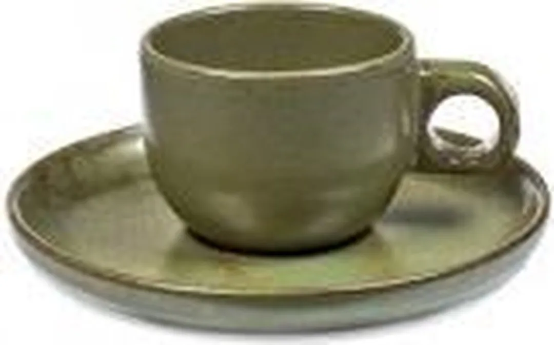 Serax Sergio Herman Surface Espressokop + Schotel Camogroen 13cm