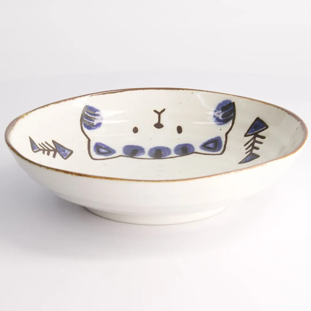 Tokyo Design Studio Kawaii Kat Nako Bord - 21x5.2cm - Blauw/Wit