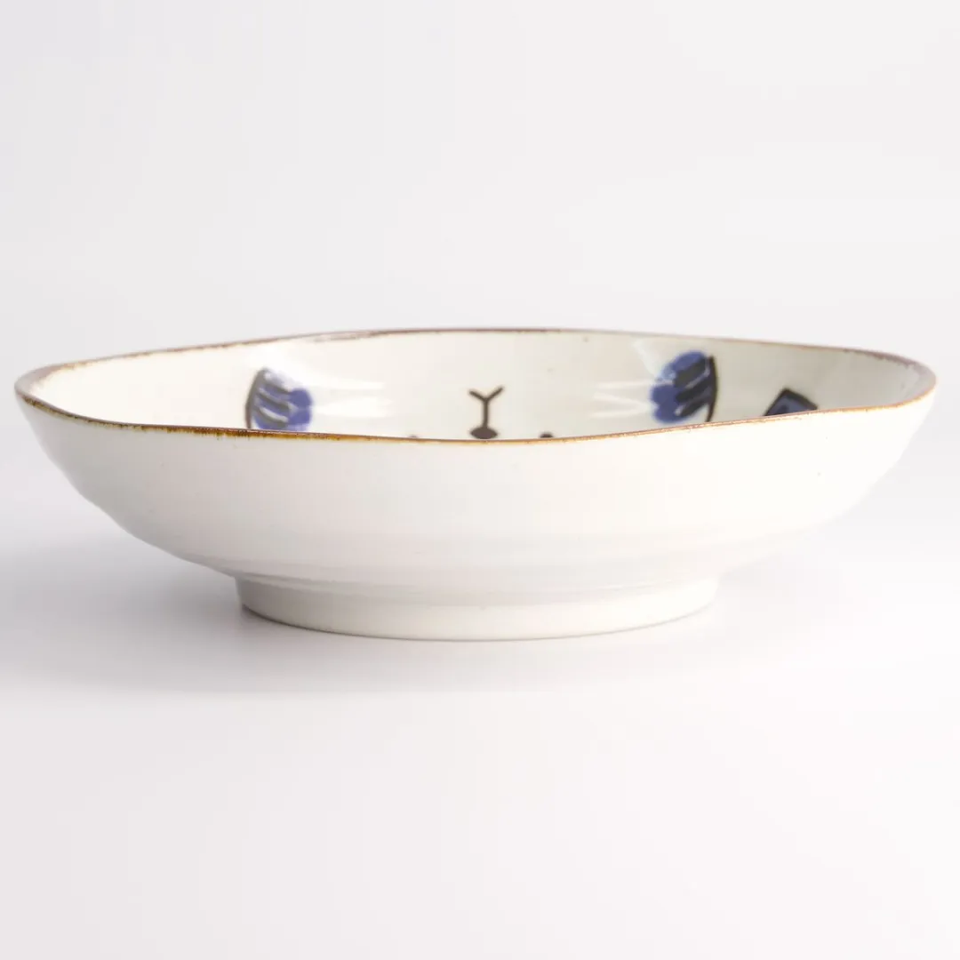 Tokyo Design Studio Kawaii Kat Nako Bord - 21x5.2cm - Blauw/Wit
