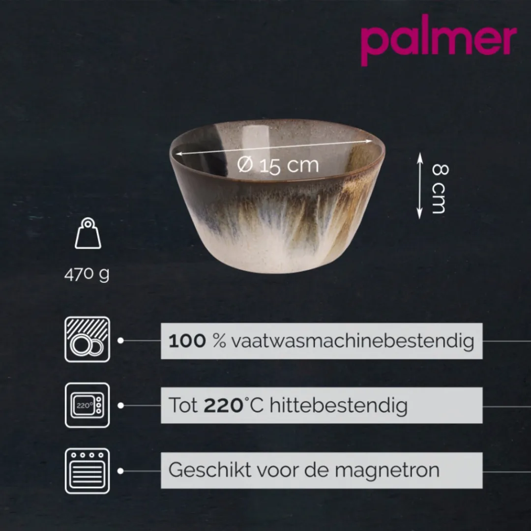 Palmer Aquarel Schaal 80cl - 2 Stuks - Beige/Blauw - afbeelding 6 van 6