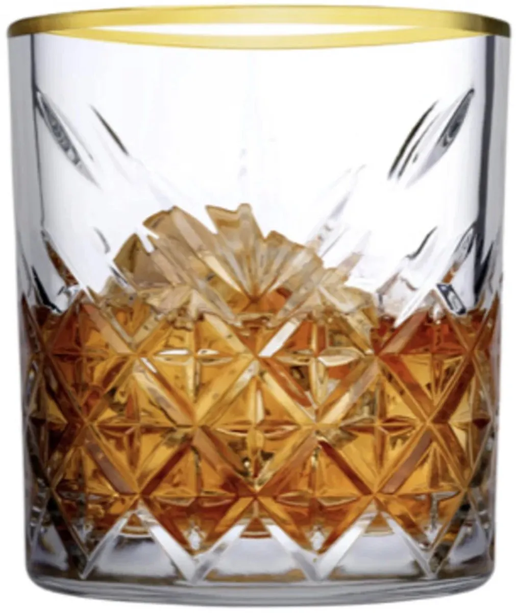 Pasabahce Timeless Shotglazen 62ml - 4 Stuks - Gouden Rand