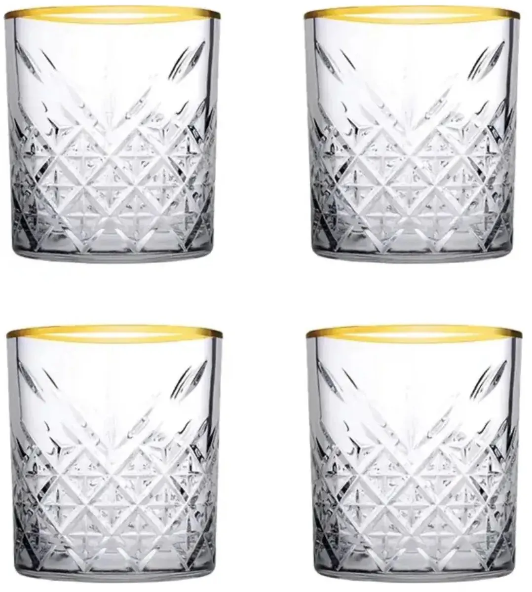 Pasabahce Timeless Shotglazen 62ml - 4 Stuks - Gouden Rand