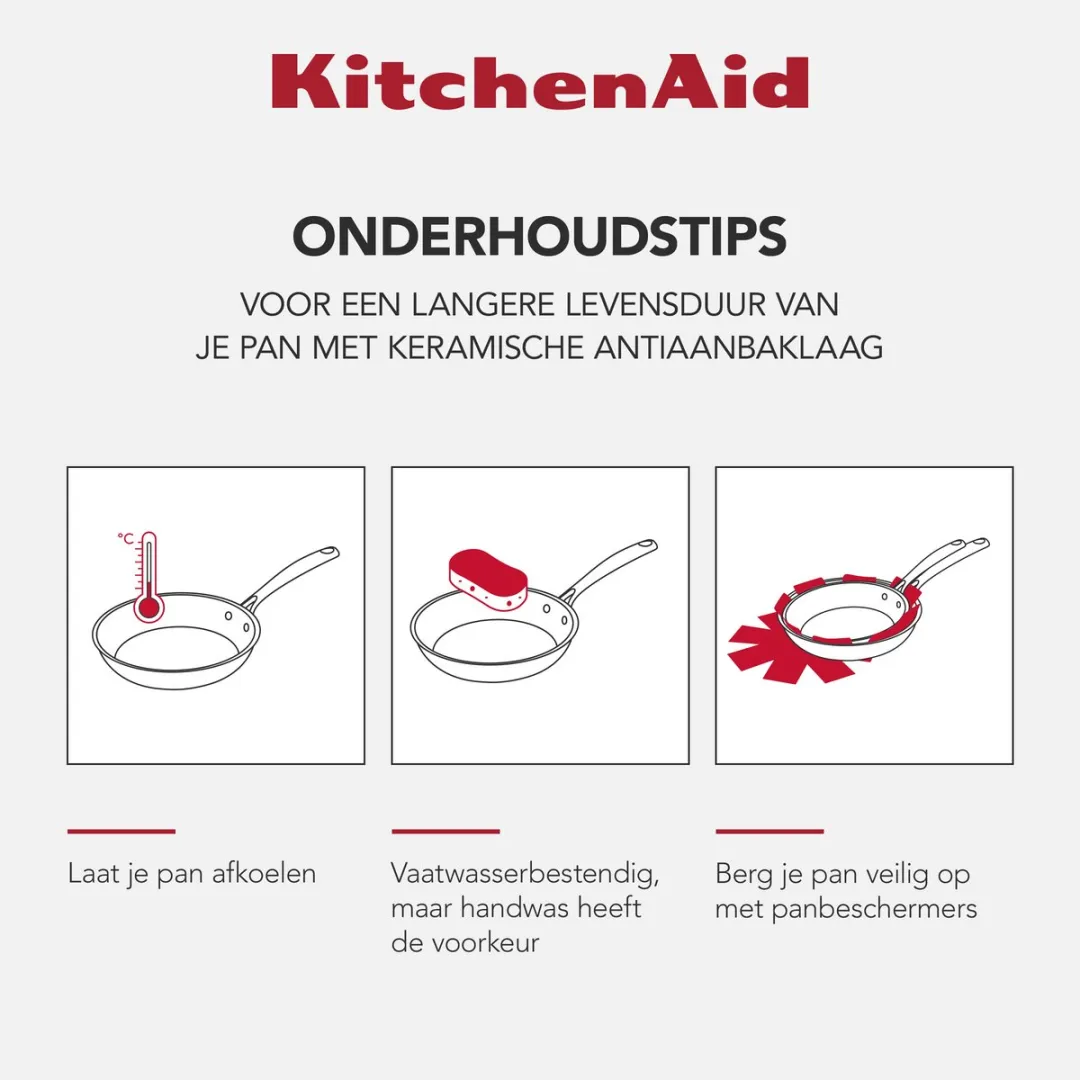 KitchenAid Steel Core Enamel kookpan 20cm 3,7L - Amandelwit - inductie - PFAS-vrij