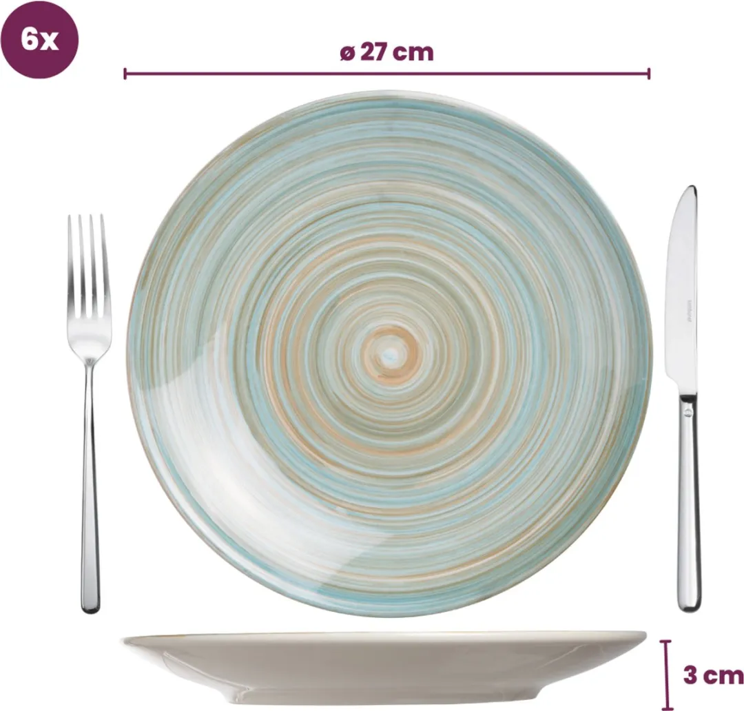 Cosy&Trendy Turbolino Plat Bord Ø27cm - Blauw - 6 Stuks