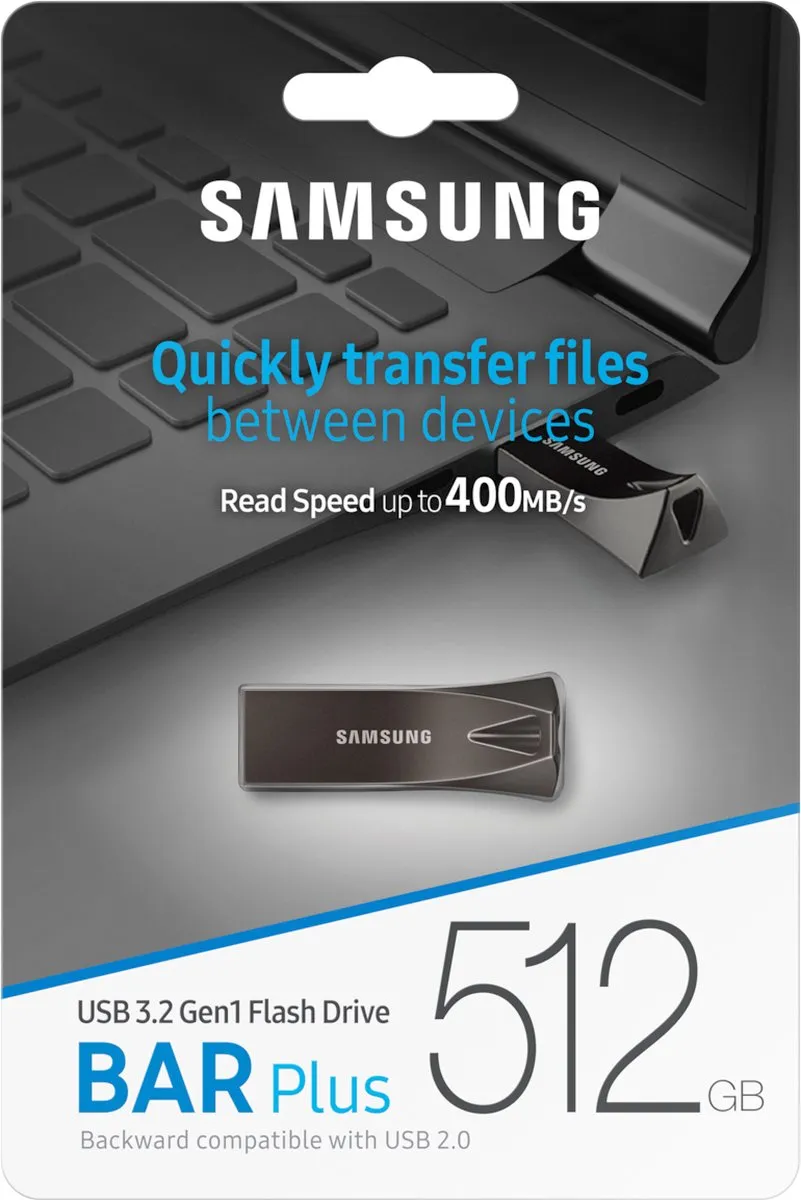 Samsung BAR Plus MUF-512BE4/APC USB-stick 512GB - Grijs