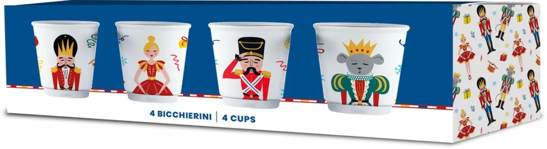 Bialetti Nutcracker Set 4 Mokken - Wit