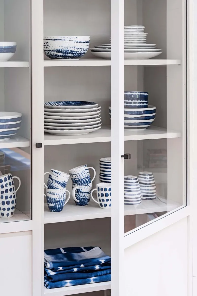 vtwonen Beschilderde Ontbijtset 52.020.044 - 3-delig Blauw/Wit