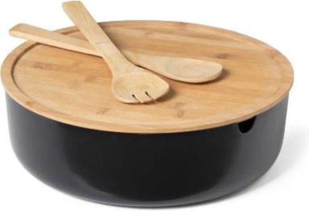 Svenska Living Saladeschaal Bamboe - Zwart Ø30cm