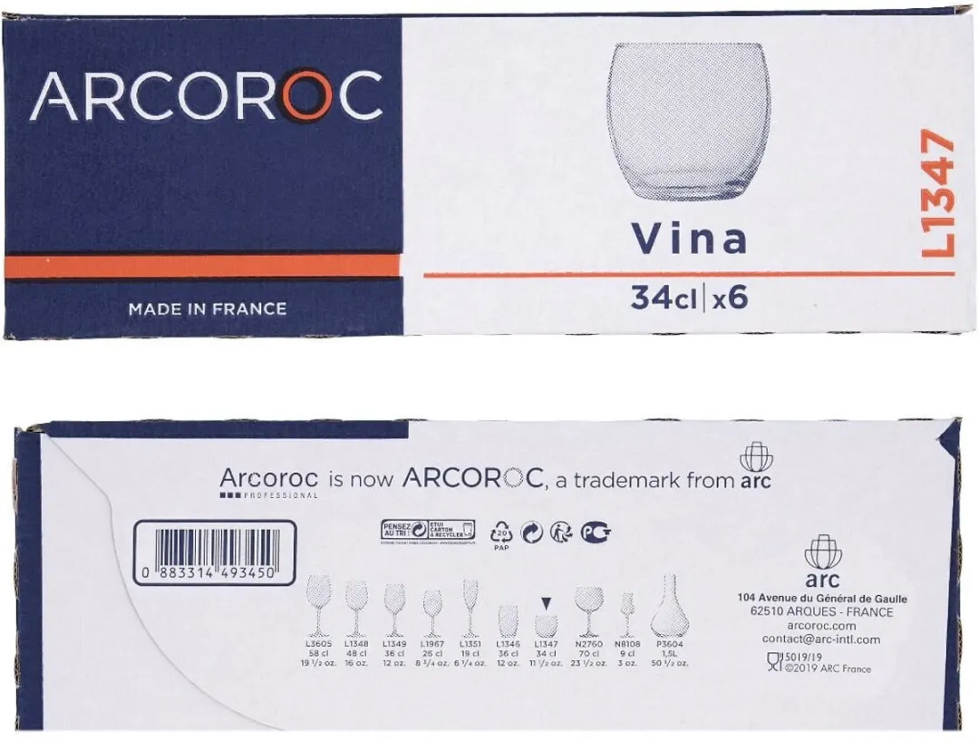 Arcoroc Pampille Glazenset - 6 Stuks 310ml Roze