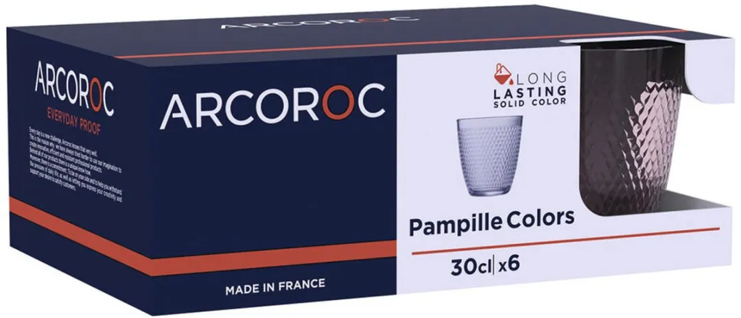 Arcoroc Pampille Glazenset - 6 Stuks 310ml Roze