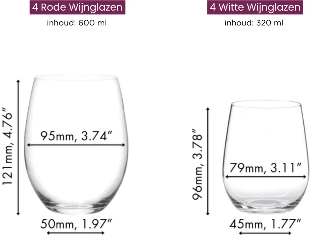 Riedel O Wine Wijnglazen Set - 620ml - 8 Stuks - afbeelding 6 van 6