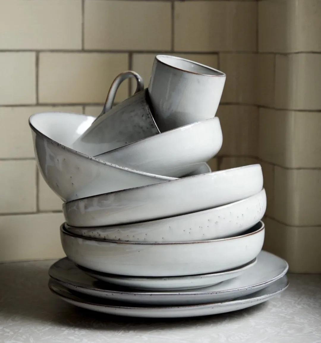 Broste Copenhagen Nordic Sand Bowl Square Set - 4 Stuks - 7,5x8x4cm Wit