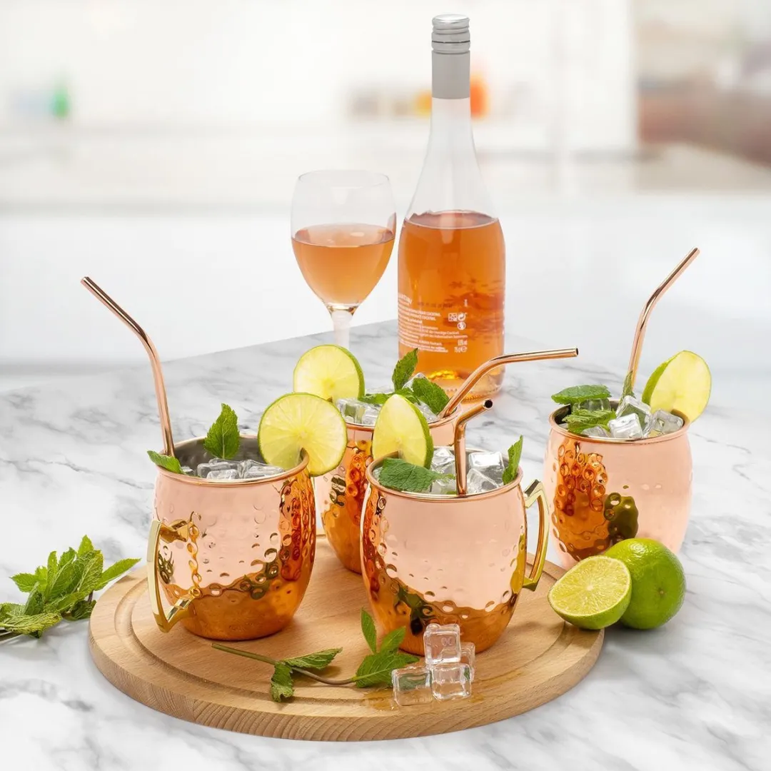 KitchenBrothers Moscow Mule Bekers KB713 - 4 Stuks 500ml - Koper