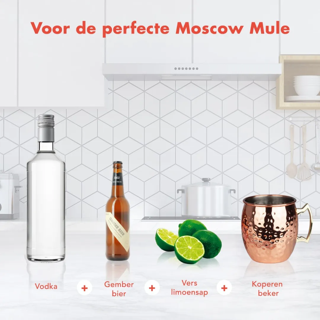 KitchenBrothers Moscow Mule Bekers KB713 - 4 Stuks 500ml - Koper