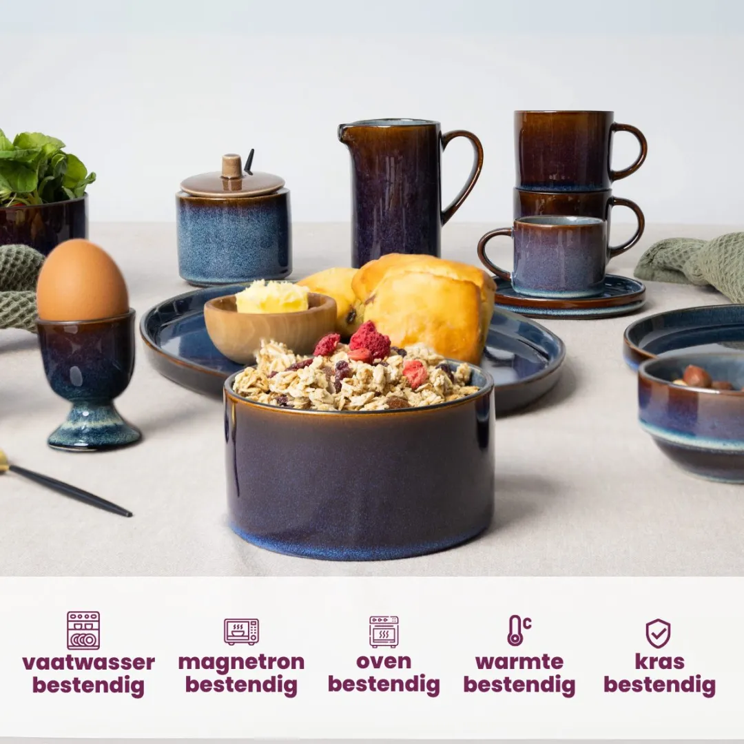 Cosy&Trendy Kleine Kom Quintana Blauw - 4 Stuks ø14cm 1000ml