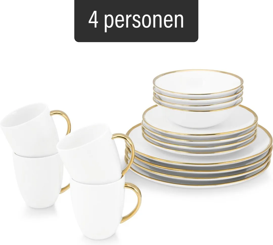 vtwonen Basic 52.020.002 Serviesset - 16-delig Wit Porselein