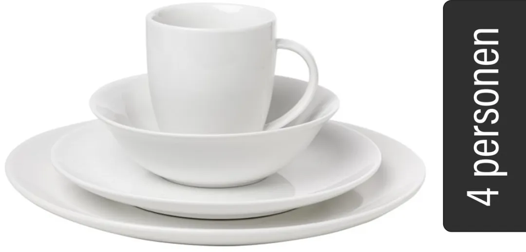 vtwonen Basic 52.020.002 Serviesset - 16-delig Wit Porselein