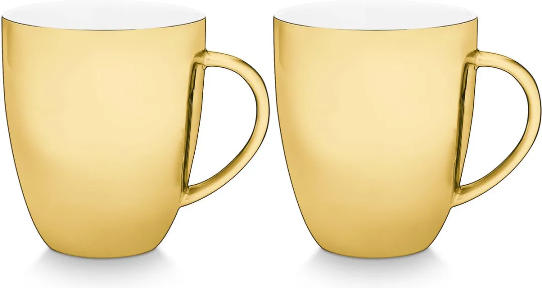 vtwonen Mokken met Oor Goud Porselein - 250ml - Set van 2