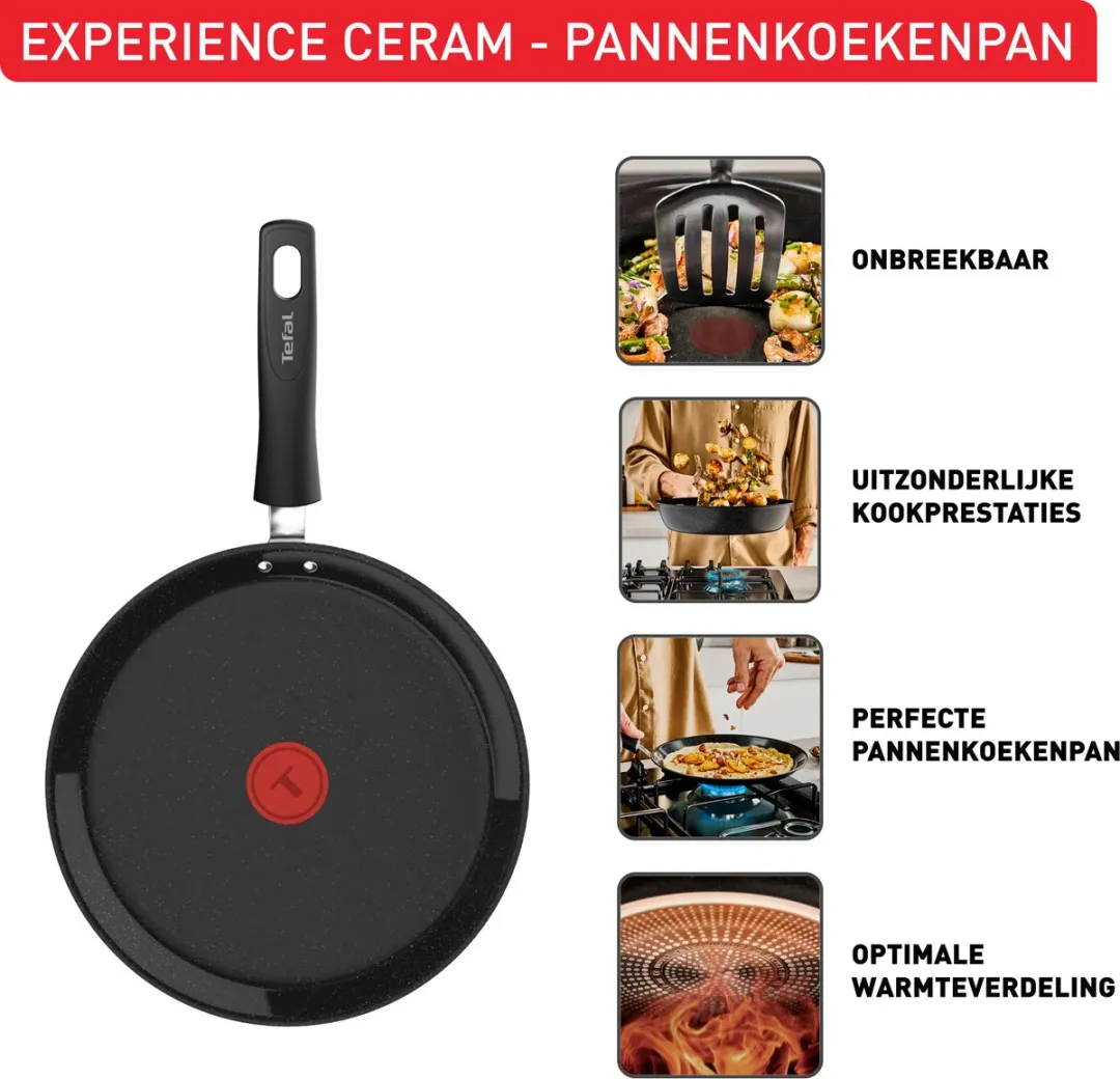 Tefal Experience Ceram G2223823 Keramische Pannenkoekenpan 25cm - Zwart