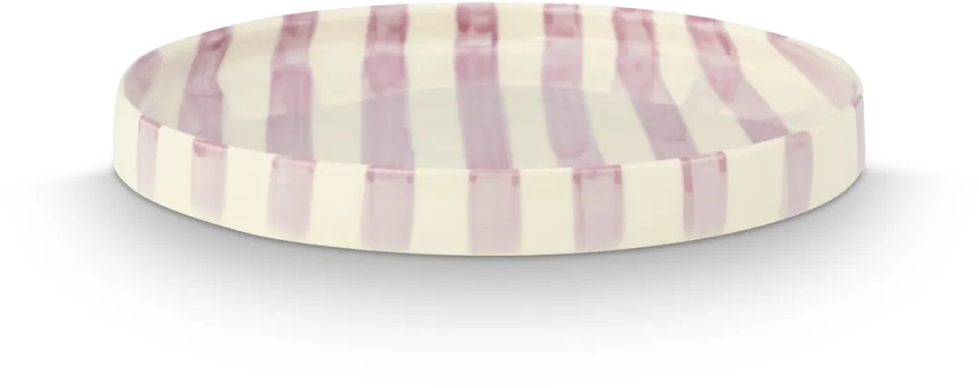 vtwonen Lunchbord Strepen Lila - 20cm - Keramiek - 2 Stuks