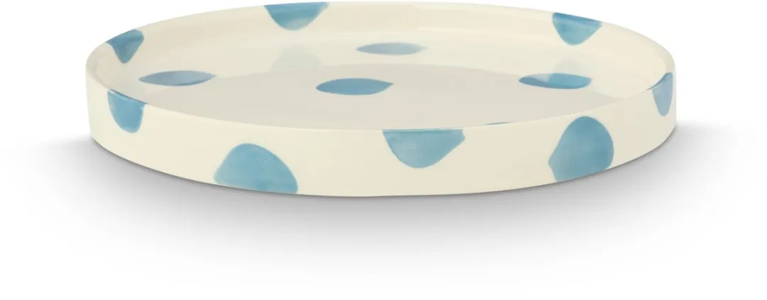vtwonen Lunchbord Stippen 20cm - Lichtblauw - Keramiek - 2 Stuks