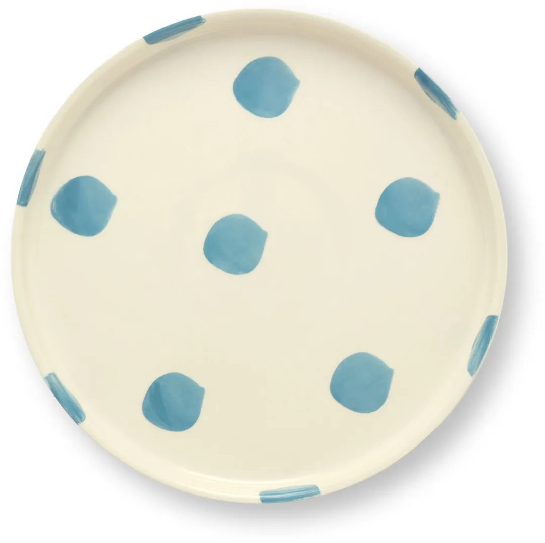 vtwonen Lunchbord Stippen 20cm - Lichtblauw - Keramiek - 2 Stuks