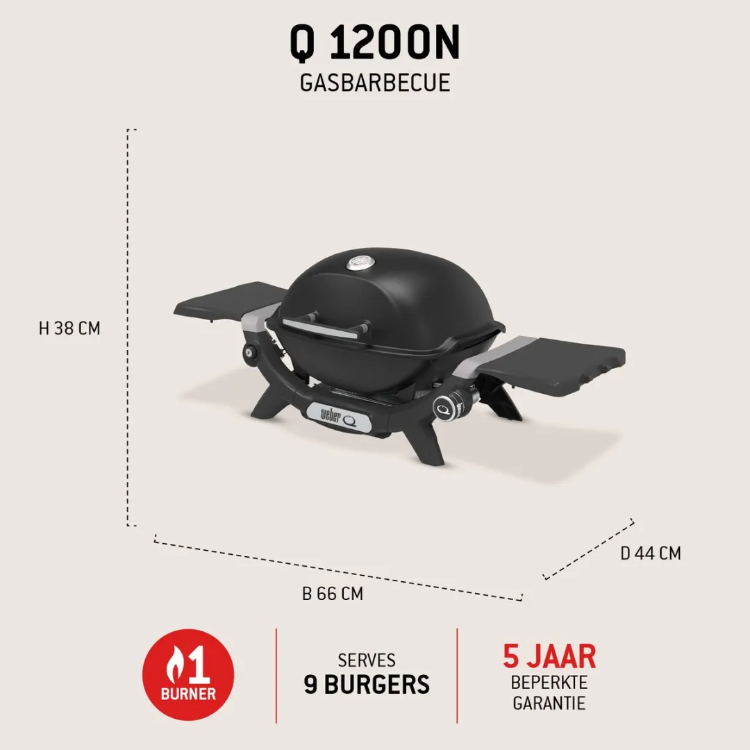 Weber Q 1200N Gasbarbecue - Zwart