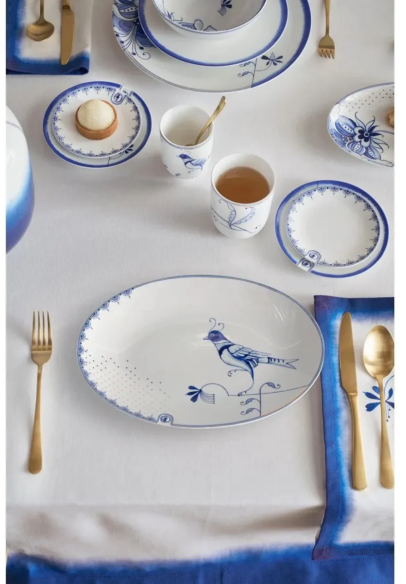 Pip Studio Pip & The Blue Bird Ovale Schaal 30cm - Wit
