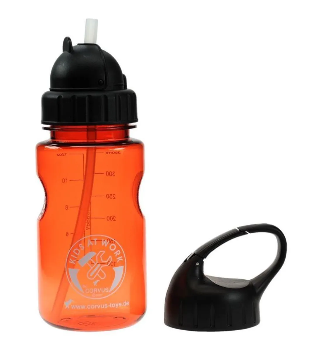 Kids At Work Drinkfles Met Rietje Blauw Met Handige Karabijnhaak Dop