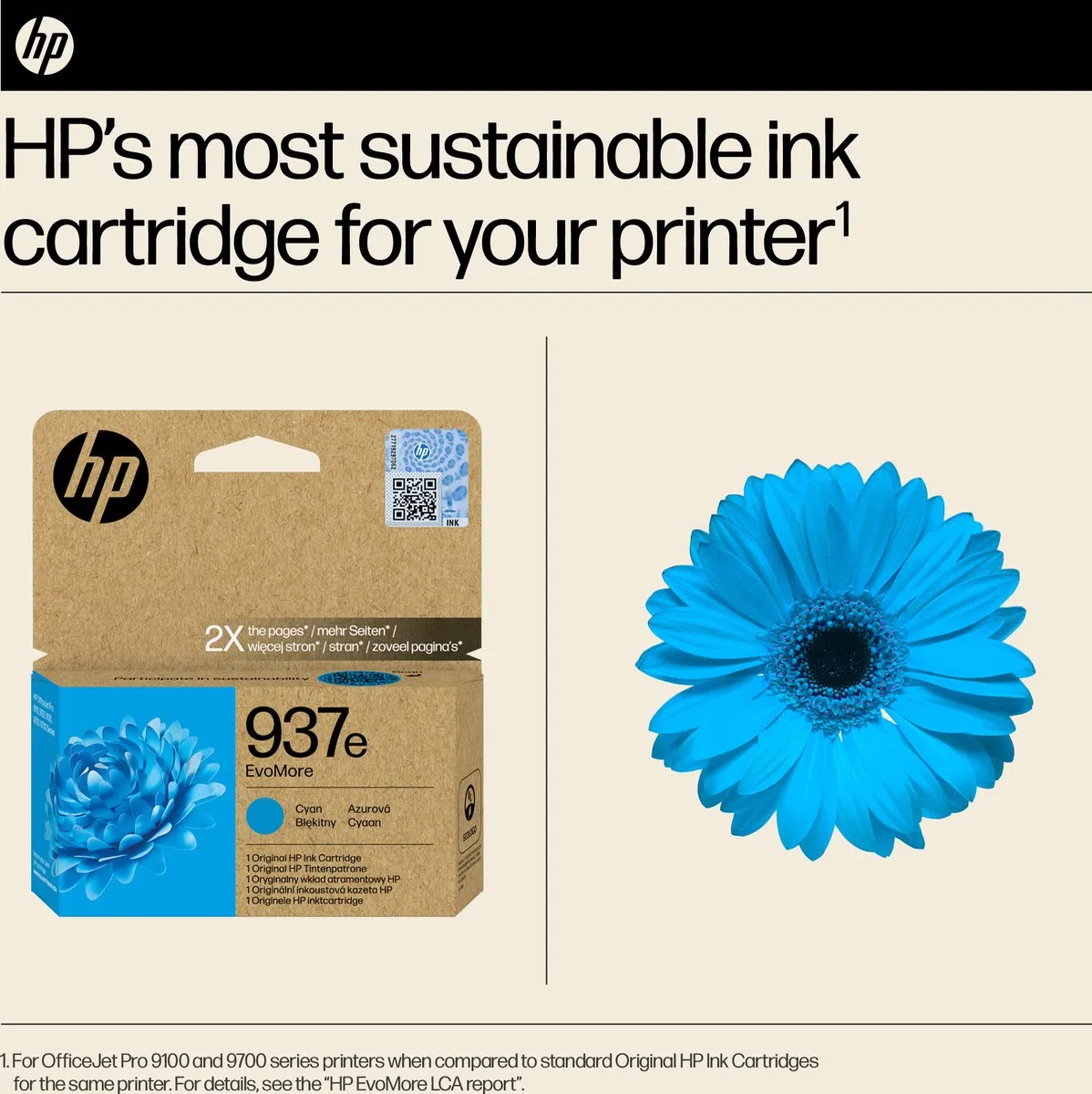 HP 937E Evomore Inktcartridge Cyaan 4S6W6NE - 1650 pagina's