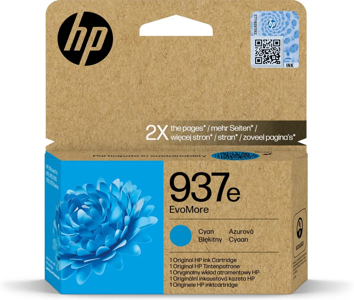 HP 937E Evomore Inktcartridge Cyaan 4S6W6NE - 1650 pagina's