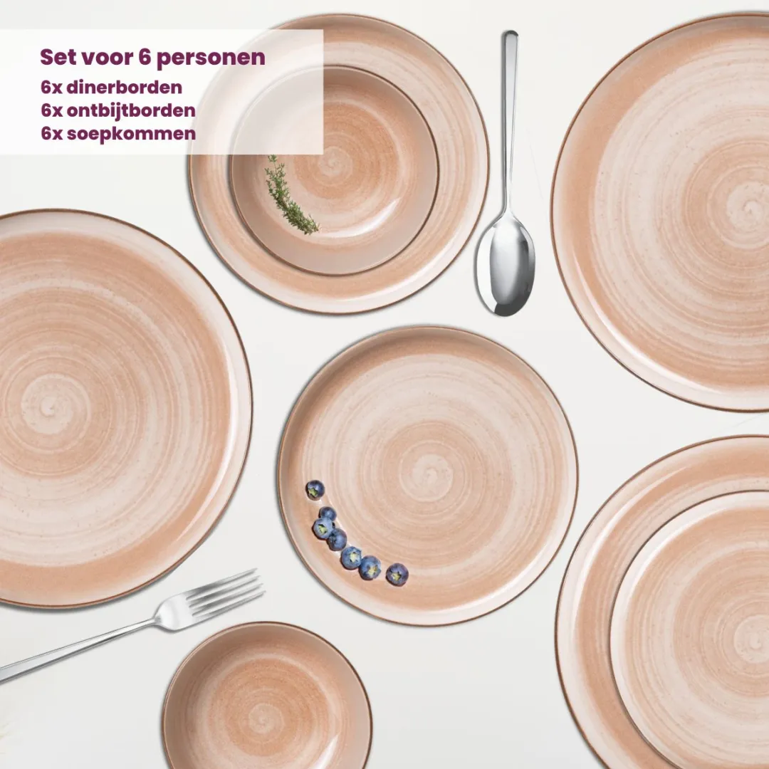 Cosy&Trendy Serviesset Baltic Peach 18-delig - 6 Personen