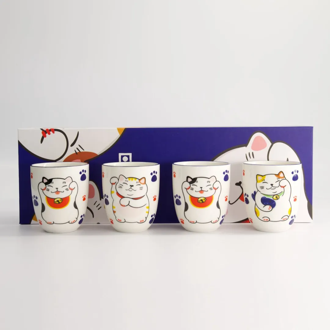 Tokyo Design Studio Kawaii Lucky Cat Koppenset 4 Stuks