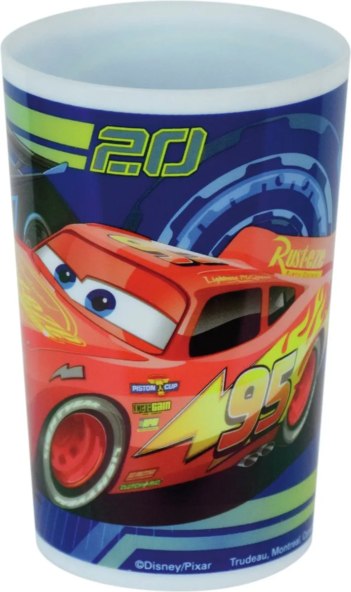 Disney Cars beker - 4x - 220 ml - kunststof - drinkbeker - kinderbeker - Onbreekbare kinder bekers