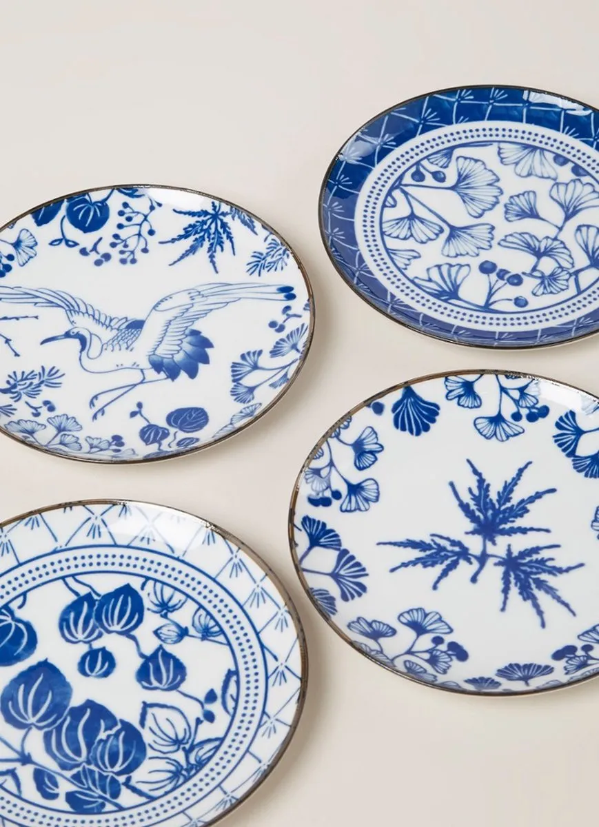 Tokyo Design Studio Flora Japonica Bordenset 4-delig - 16cm - Porselein - Blauw/Wit