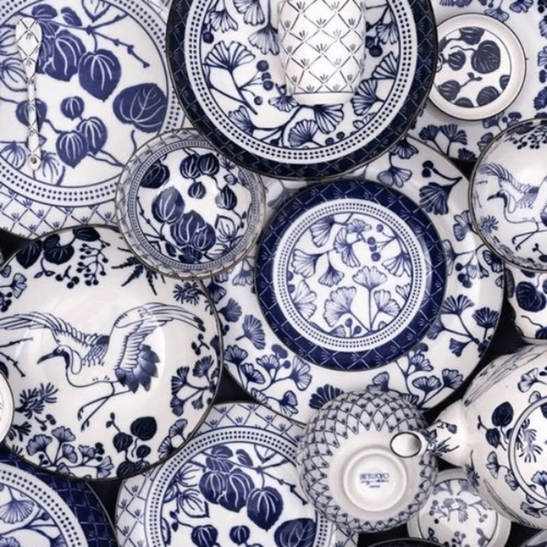 Tokyo Design Studio Flora Japonica Bordenset 4-delig - 16cm - Porselein - Blauw/Wit