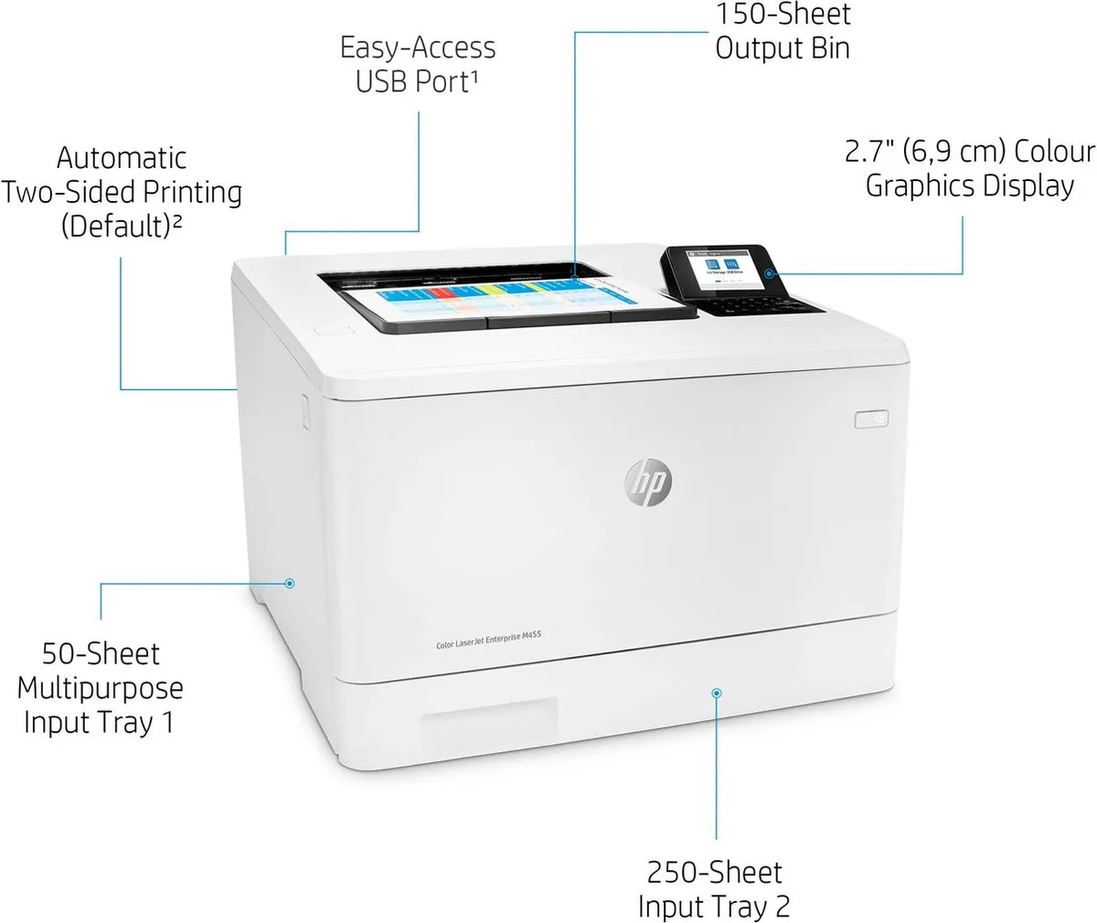 HP Color LaserJet Enterprise M455dn M455dn - Kleurenlaserprinter - 300 Vel - 25 ppm - Wit