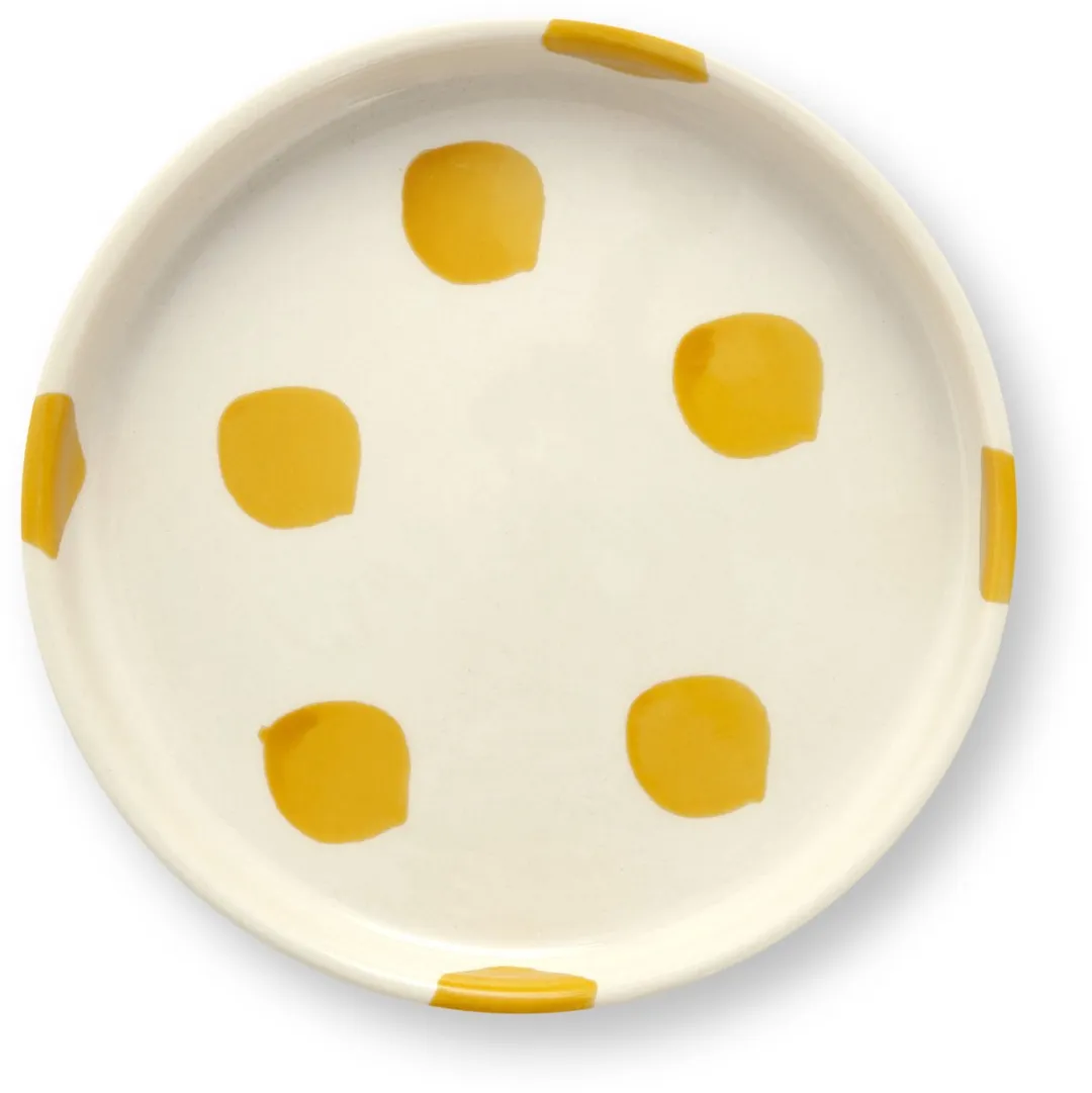 Vtwonen Gebaksbord Stippen Geel - 13cm - 4 Stuks